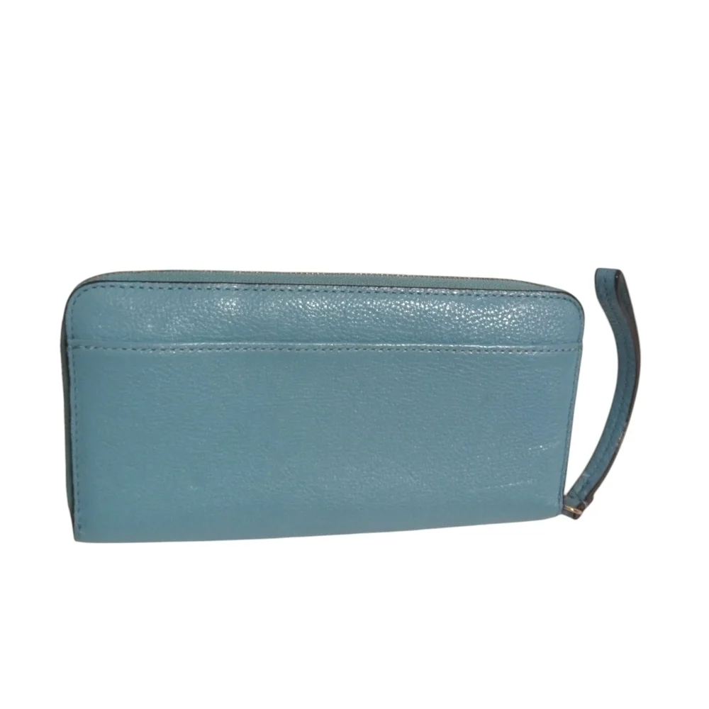 Blue Leather Wristlet Wallet